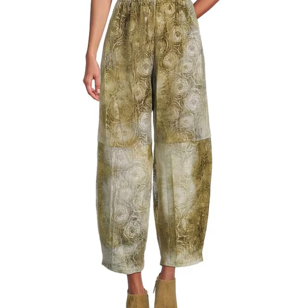 bryn Walker Olive Patterned Wide Leg Pants